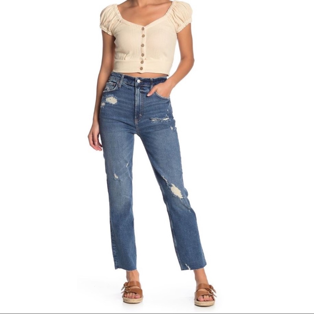 Free People High Waisted Straight Leg Jeans